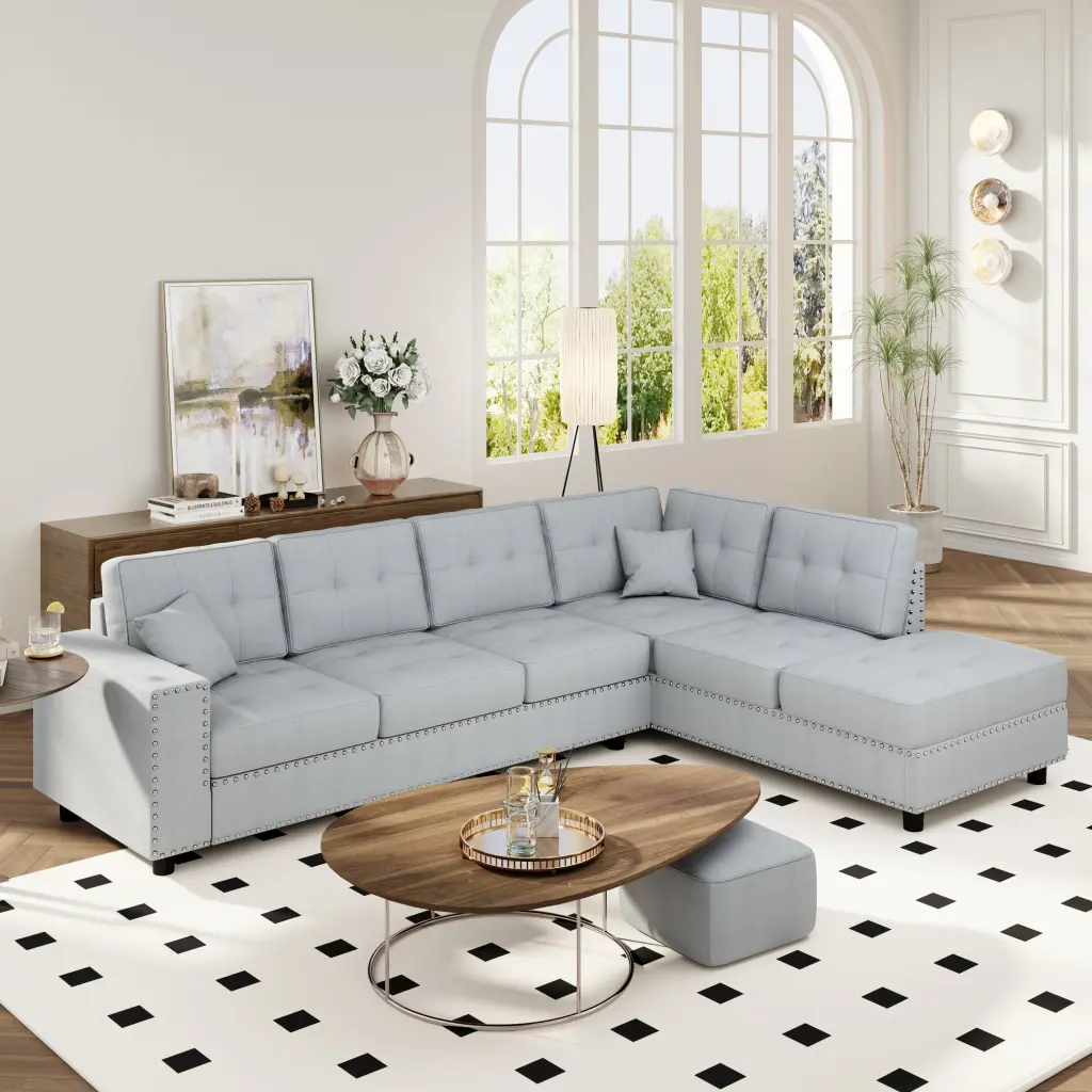 109.2 L Shaped Modular Sectional Sofa Removable Back Cushions u_style