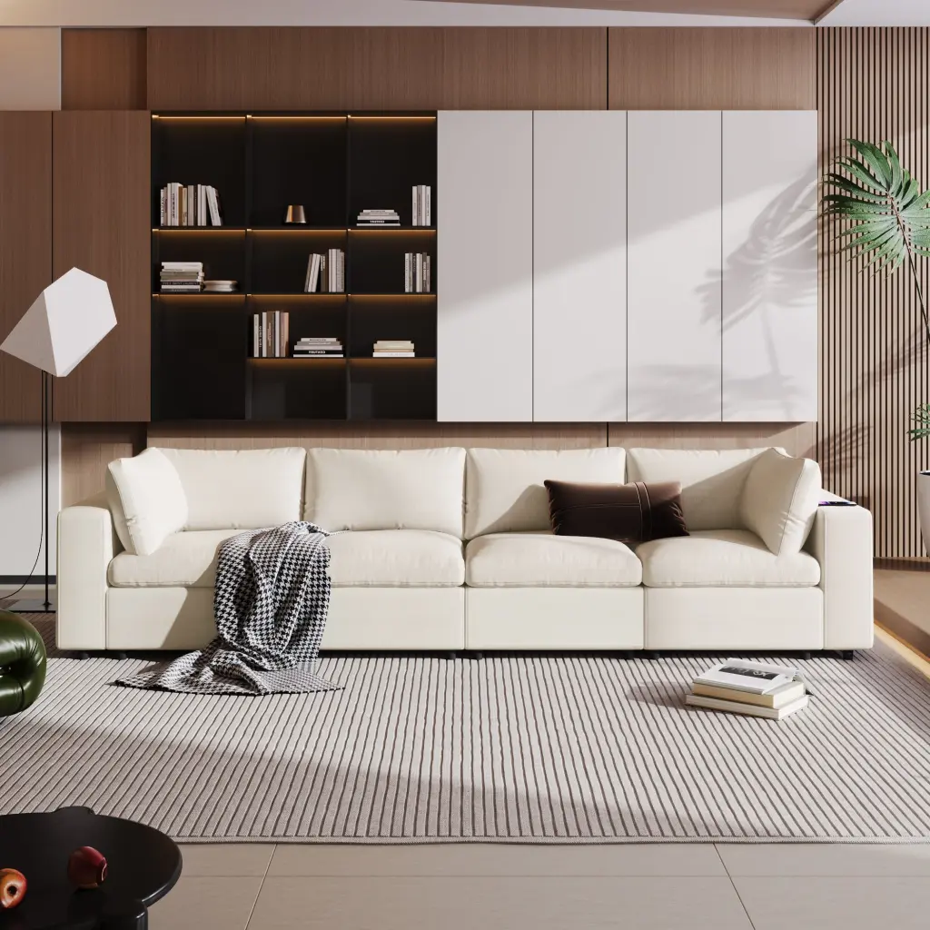 Upholstered Modular Sofa Storage Space USB Charge Ports Wireless Charging u_style