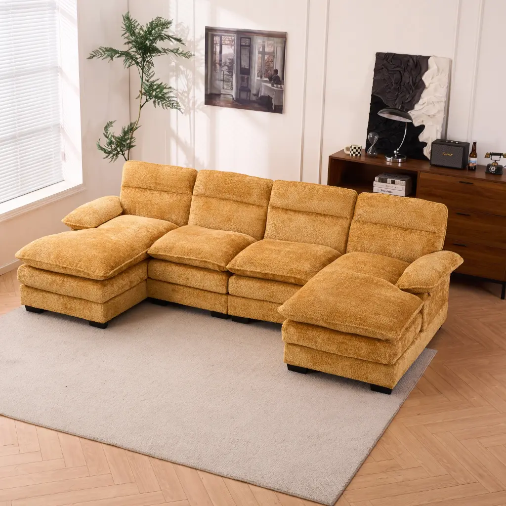 U Influenced Profile Sofa Including Two Single Seats and Two Chaise Modular Design w2363