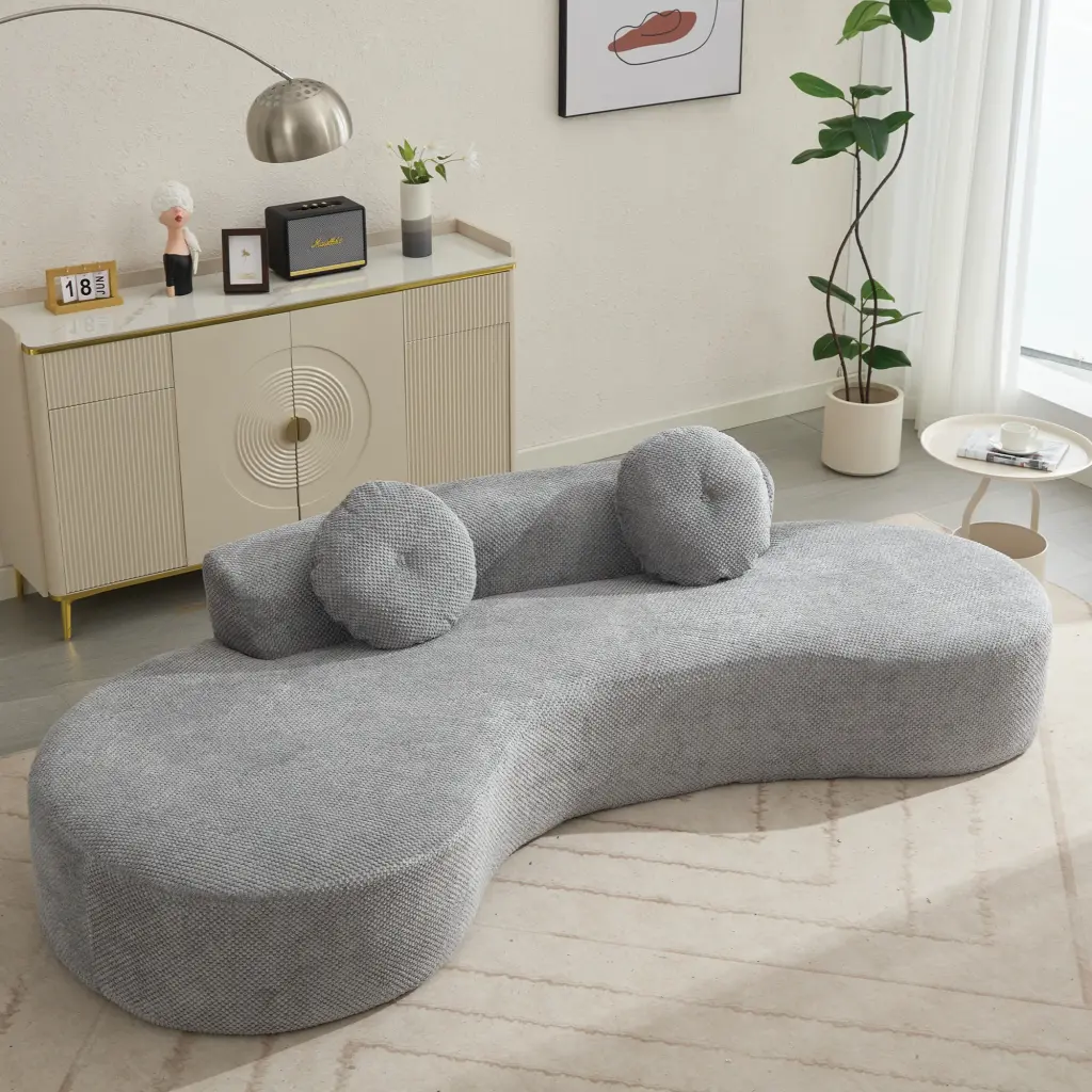 105.5 Inch Curved Sofa Modern Minimalist Cloud Couch Sofa 3 Seater Living Room Furniture wf-furniture