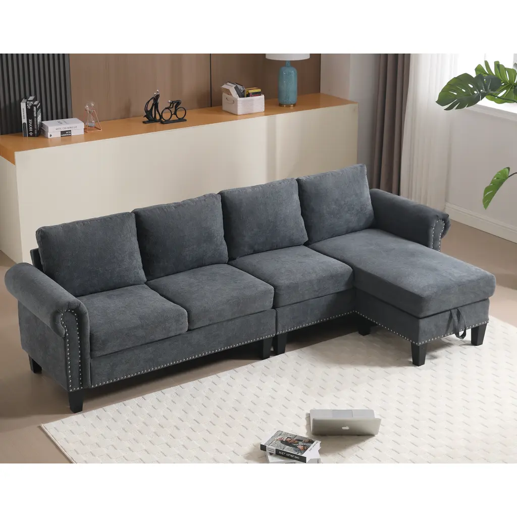Convertible Sectional Sofa Storage L Shaped Sofa Four Seater wf-furniture