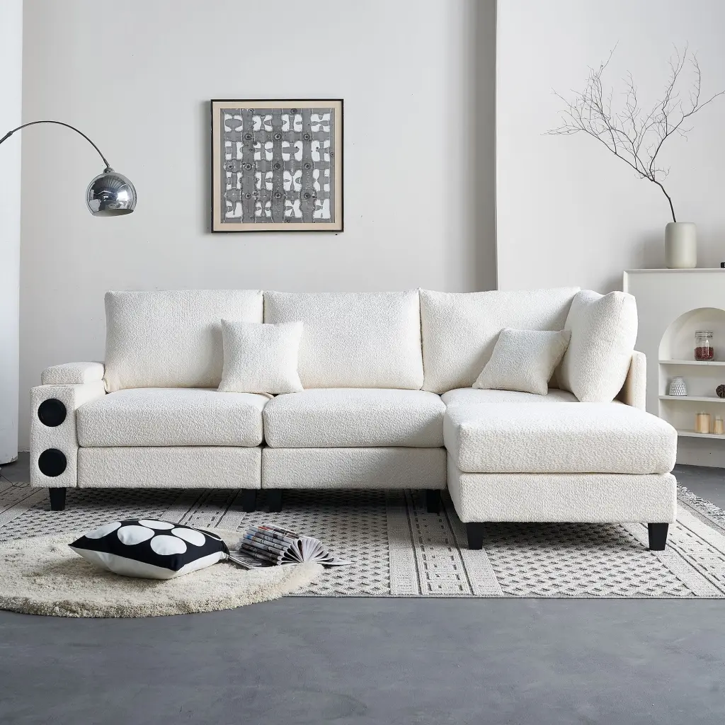 104x65 Inch Modern Sectional Deep Seat Sofa Wireless Charging and USB wq furniture