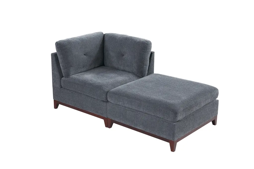 Modular 2 Piece Set Ash Gray Chenille Comfortable Living Room Seating poundex