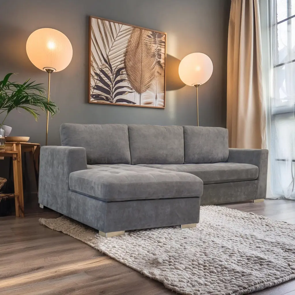 Tacoma Grey Left Facing Sectional Sofa Storage and Pullout Bed american homestead furniture