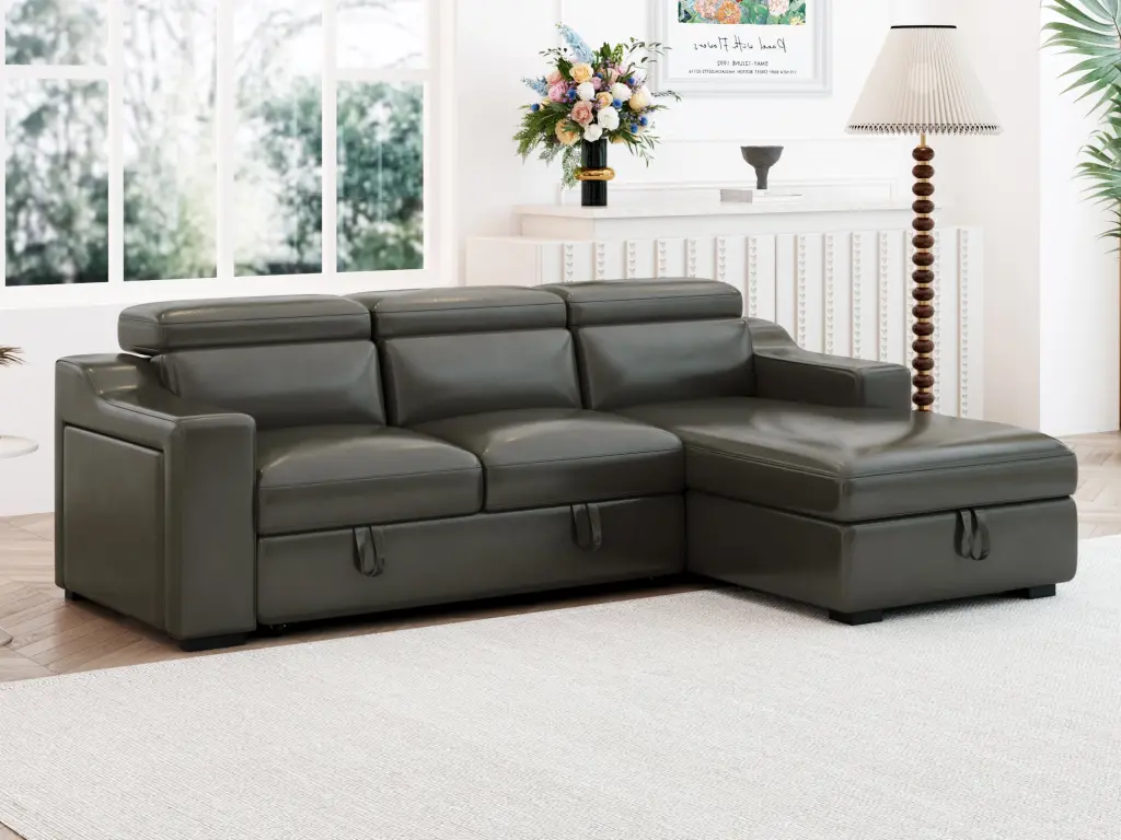 103 Inch Convertible Sectional Sofa Storage Chaise Adjustable Recliner happy home
