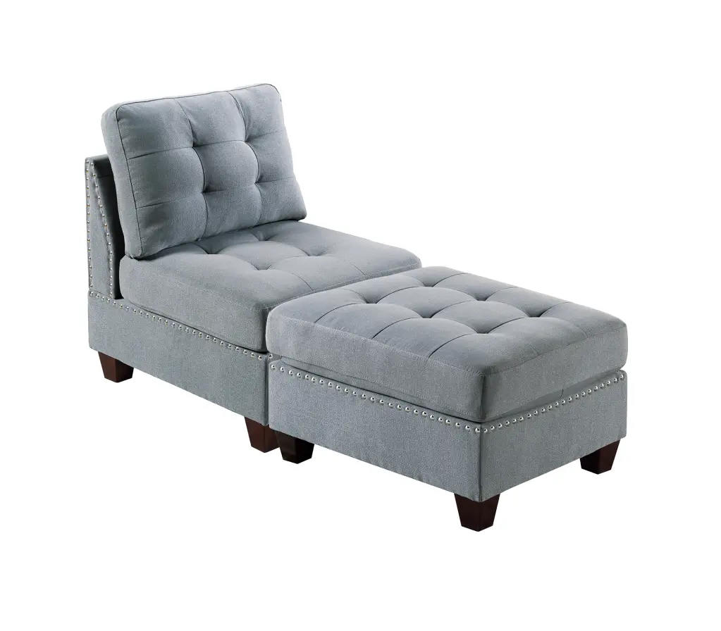 Modular 2-Piece Living Room Set Gray Material - Contemporary Sectional Sofa poundex