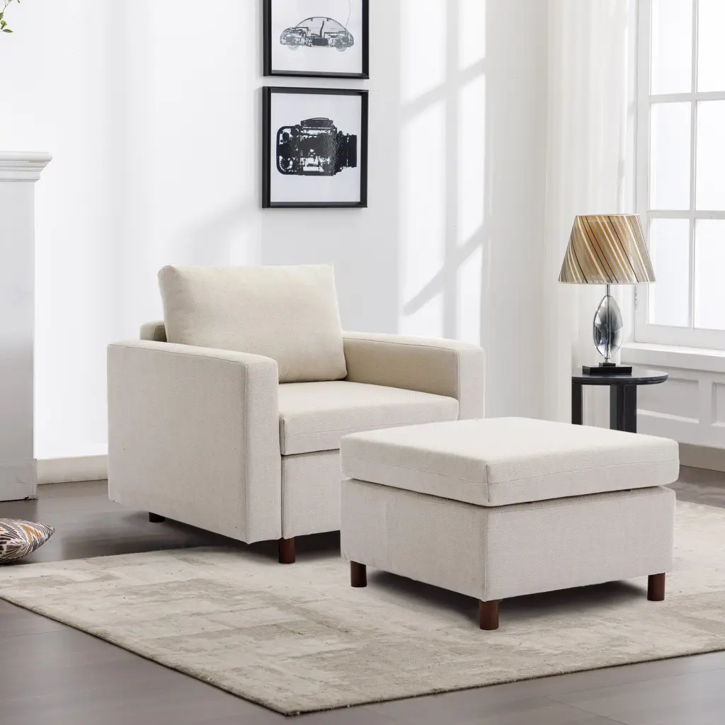 Single Seat Module Sofa Sectional Armrest and Ottoman Customizable rnb
