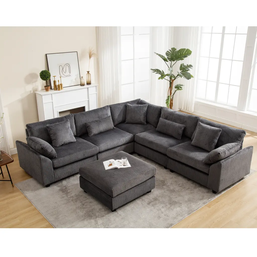 Arrival Oversized Modular Sectional Sofa Couches Set, Corduroy Upholstered w2325