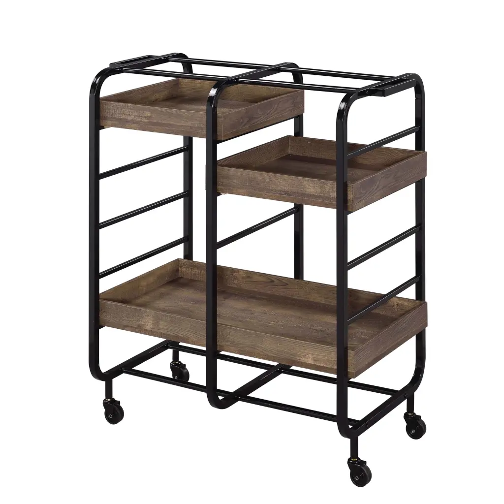 Black and Walnut Serving Shopping Basket 3 Customizable Trays Dining furniture max