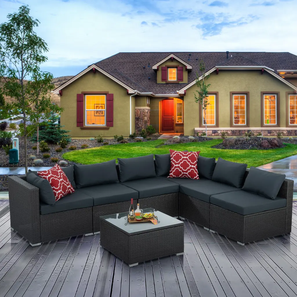 7-Piece Outdoor Patio Wicker Home Decor Set Seasonal dream honor