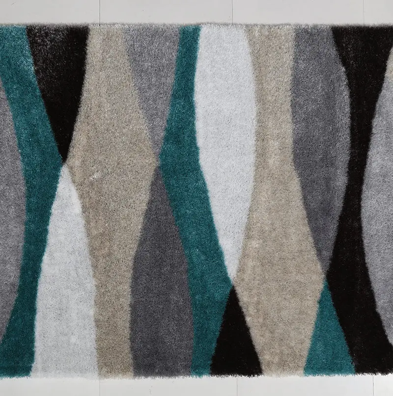 Aria Collection Soft Pile Hand Tufted Shag Area Rug Grey Polyester furnings