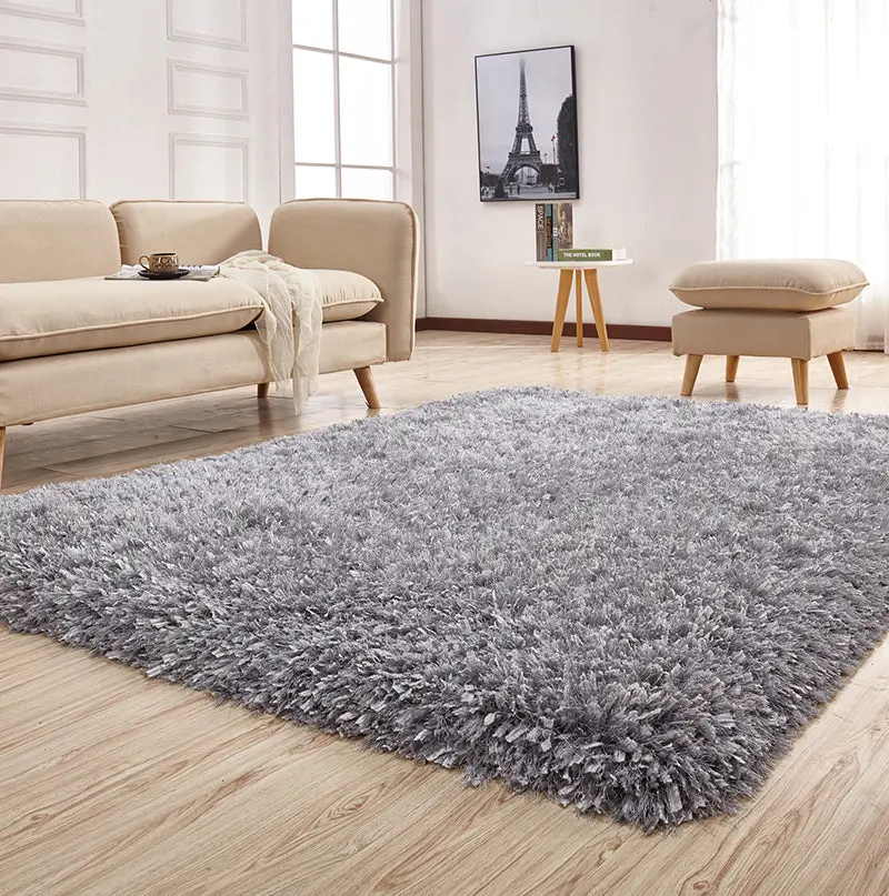 Coral Hand Tufted Shag Area Rug Shiny Metal Polyester furnings