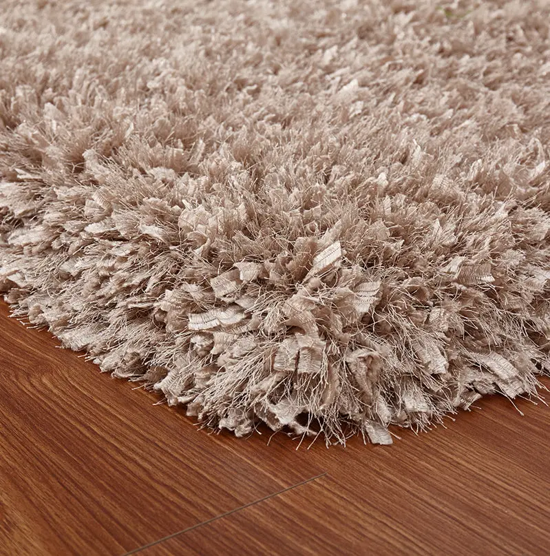 Coral Hand Tufted Shag Area Rug Beige Polyester furnings