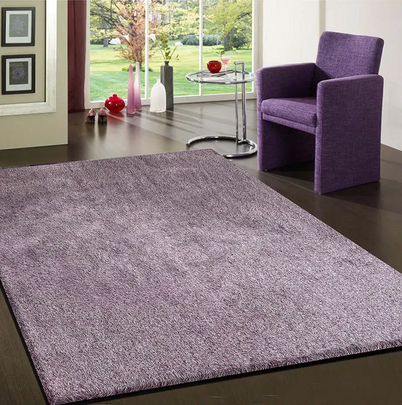 Fancy Shaggy Hand Tufted Area Rug Purple Polyester Soft Living Room Carpet furnings