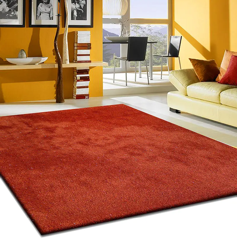 Fancy Shaggy Hand Tufted Area Rug Red Polyester Living Room furnings