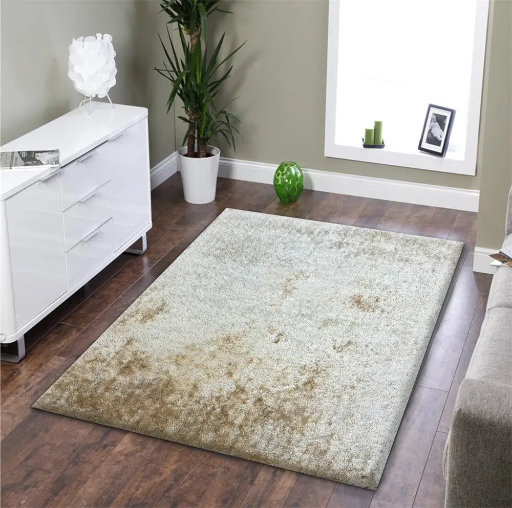 Fuzzy Shaggy Hand Tufted Area Rug Beige Polyester Soft Plush furnings