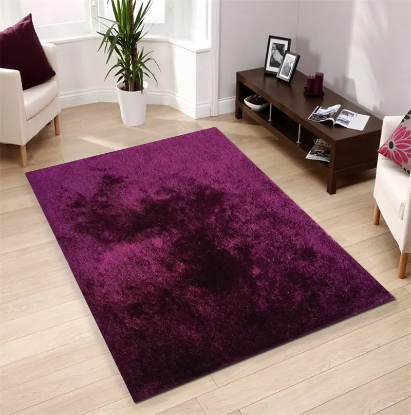 Fuzzy Shaggy Hand Tufted Area Rug Magenta Polyester Soft Plush Carpet furnings