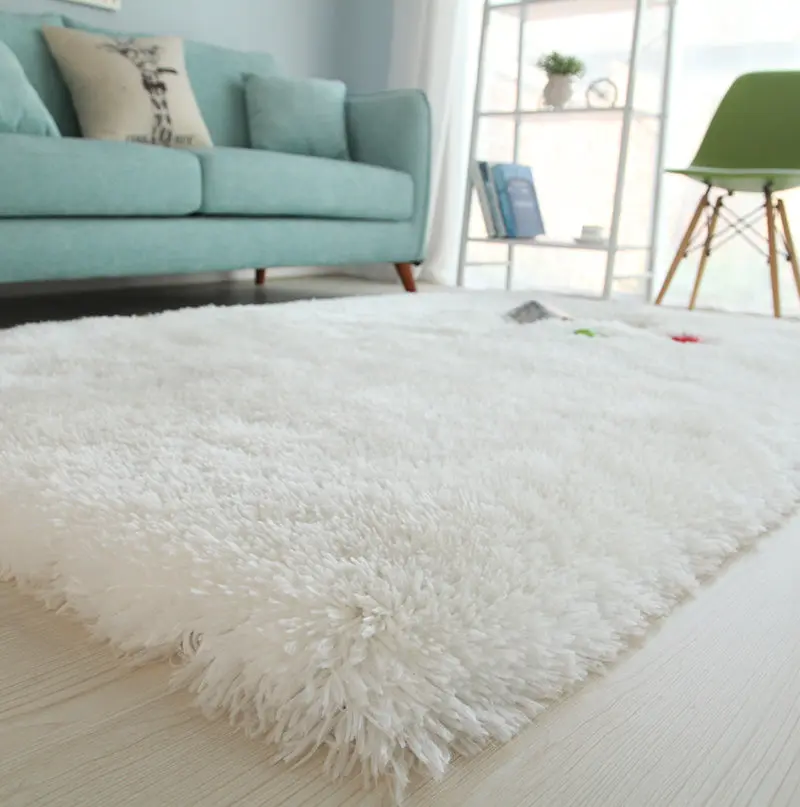 Long Pile Hand Tufted Shag Area Rug Snow White Polyester Soft Plush Carpet furnings