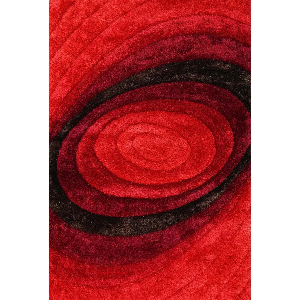 Nina 3D Red Shag Rug Red Polyester furnings