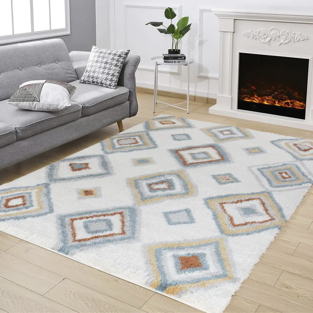 Loft Shag GC CZY1006 Ivory 5 Ft. 3 . X 7 Ft. Shaggy Area Rug Soft Plush Living Room Rug icona home decor