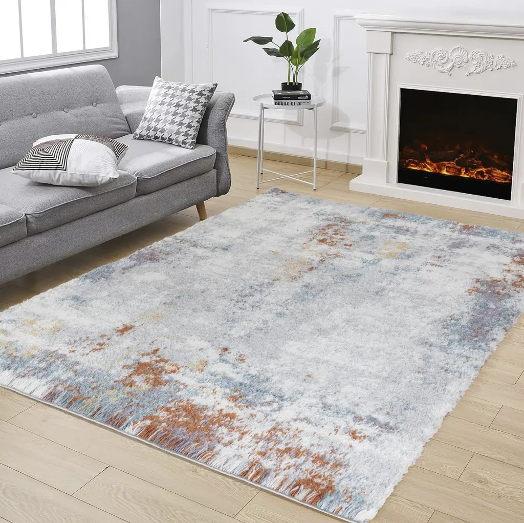 Loft Shag GC CZY1010 Multi 5 Ft. 3 . X 7 Ft. Shaggy Area Rug Grey Polyester icona home decor