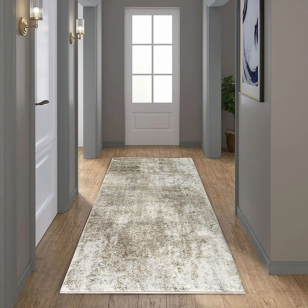 Comfortable Shag Abstract Area Rug Grey Cream Polyester Soft Living Room Rug jla