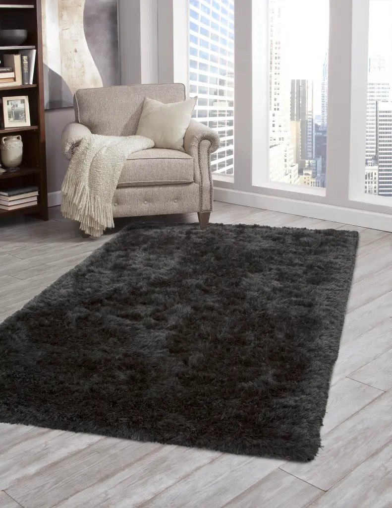 Shag 8x10 Area Rug Charcoal Grey Polyester Soft and Plush Flooring napa valley weavers