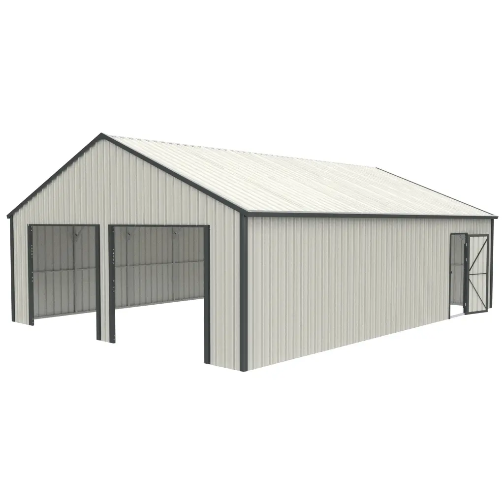 25 X 33 Ft Double Garage Metal Shed Side Entry Door White chery industrial inc