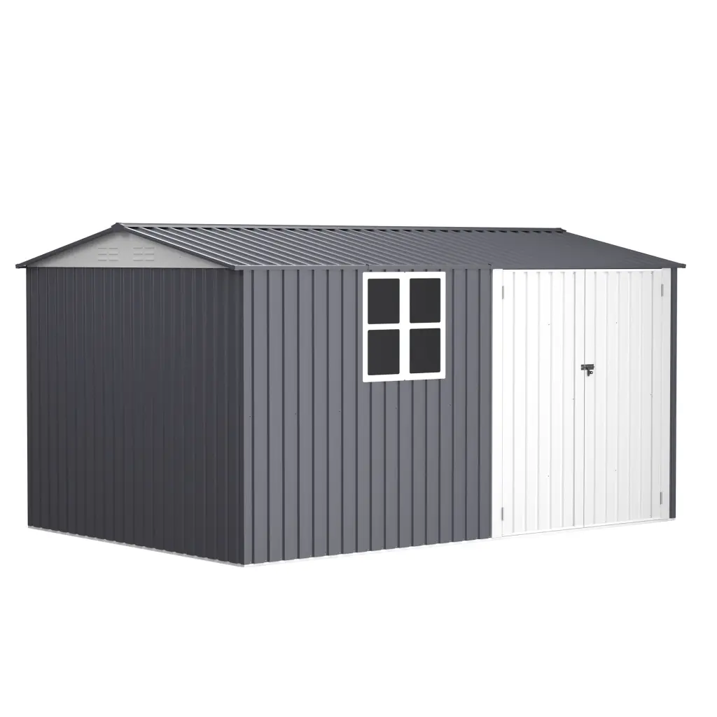 Outdoor Storage Shed 8X12Ft Windows And Sloping Roof w2911
