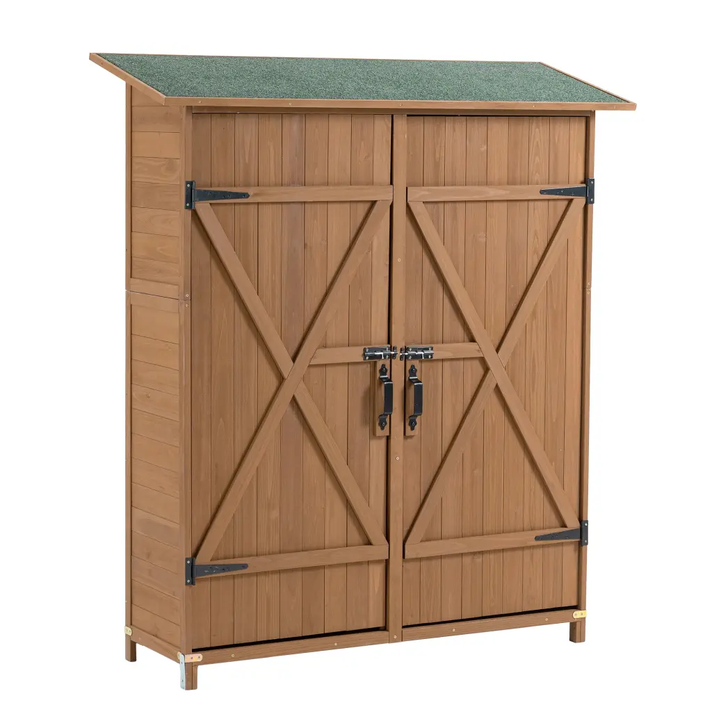 56 Inch Outdoor Storage Shed Lockable Door Wooden Tool Shed 19.5x64 Inch hortus oasis