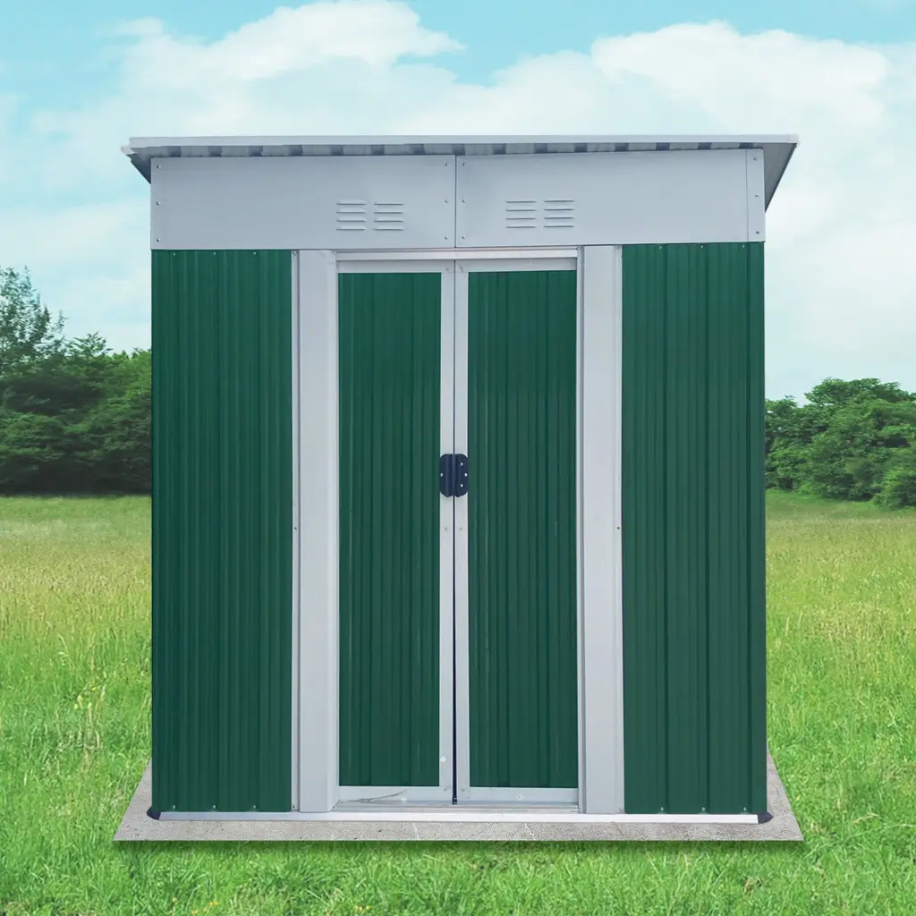5X3 Feet Small Mini Outdoor Storage Shed Pent Roof Green Aluminum Frame rnb