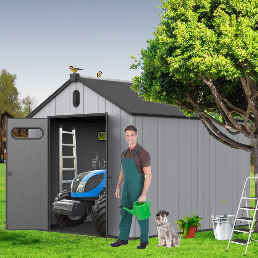 Xwt013 8x10Ft Polymer Storage Shed Backyard Garden Big Spire Tool Outdoor Shed rnb