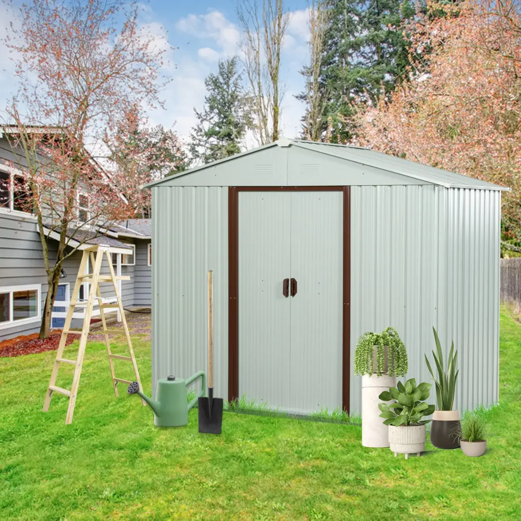 6Ft x 5Ft Outdoor Metal Storage Shed White Iron w-540 wwc