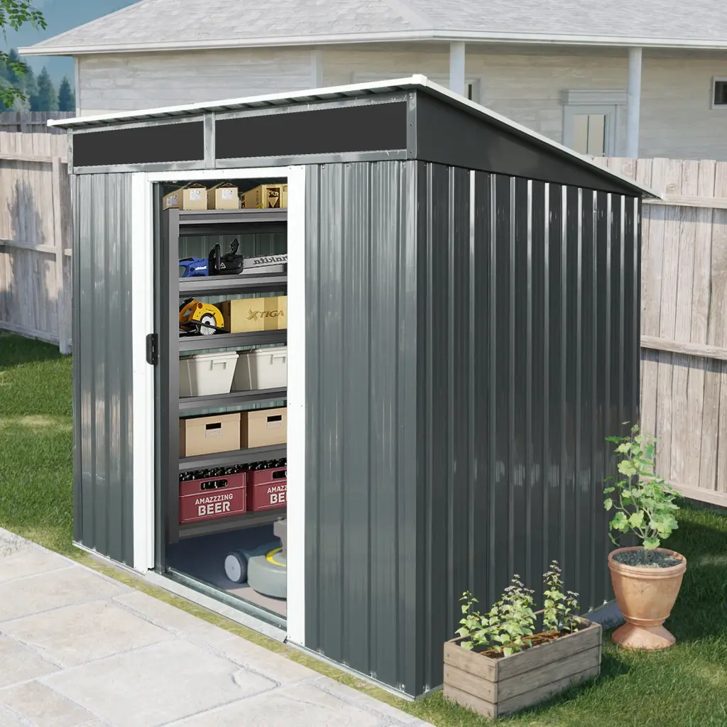 6Ft x 5Ft Outdoor Metallic Storage Shed Lockable Sliding Doors w-540 wwc