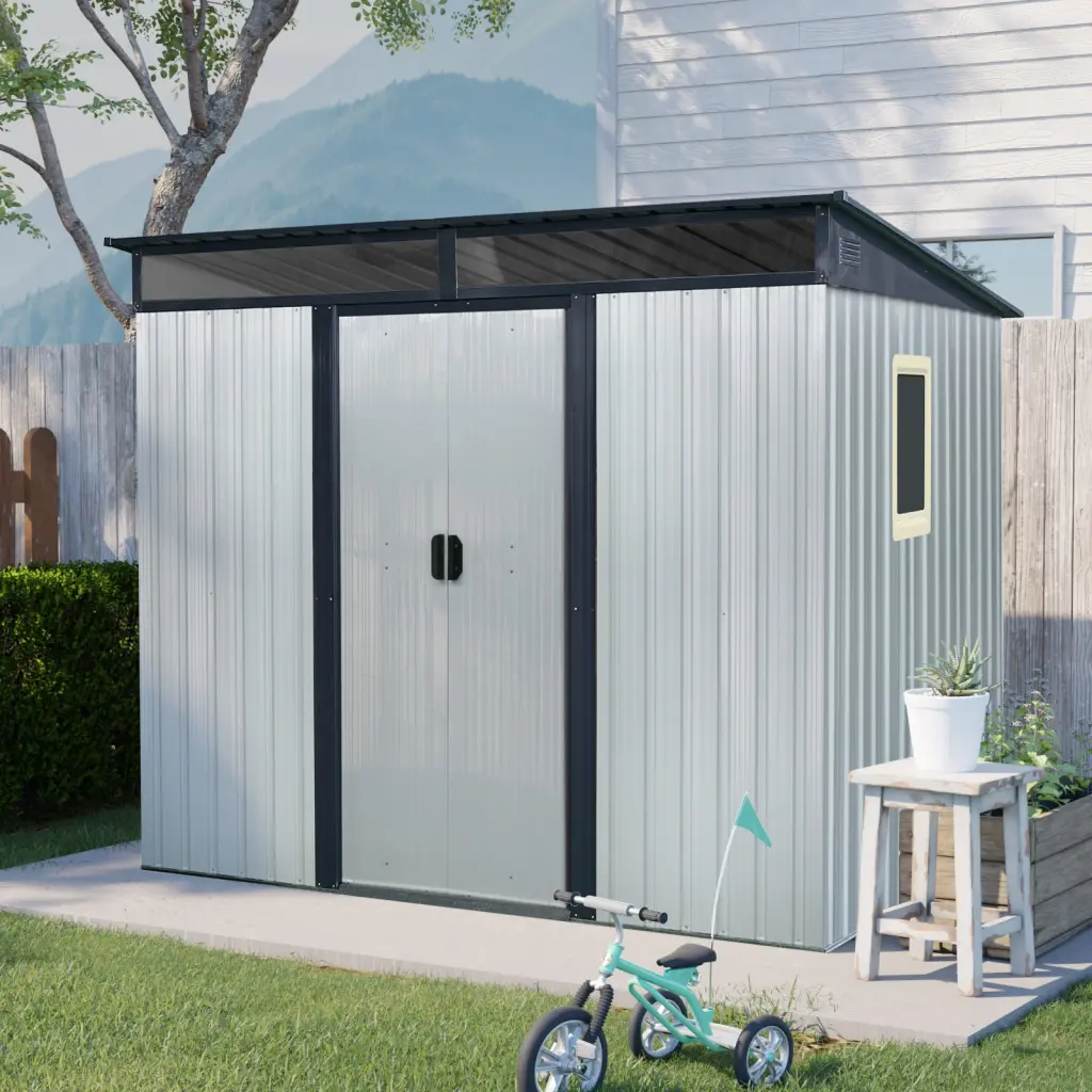 8x6 Ft Outdoor Metal Storage Shed Window and Transparent Plastic Roof w-540 wwc