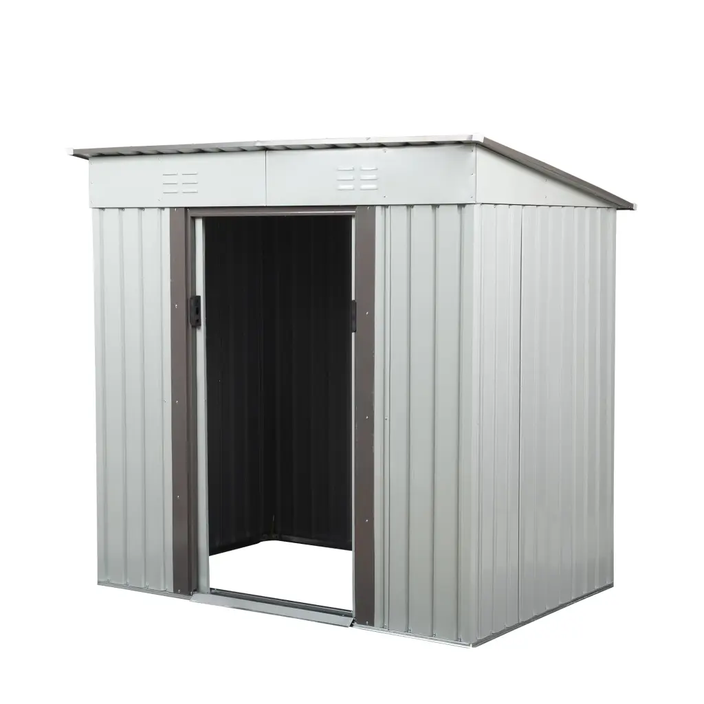 4 X 6 Ft Outdoor Storage Shed Lockable Sliding Doors Alloy Metal w2181