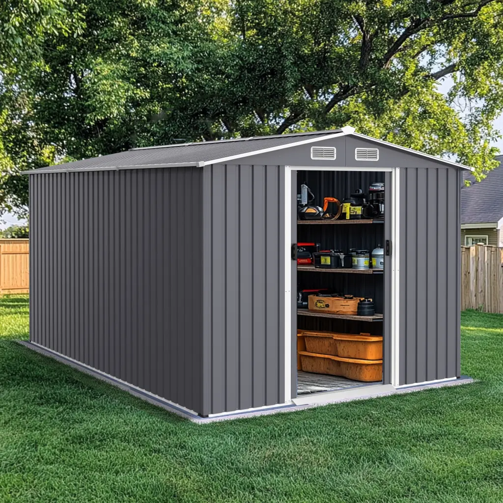 Outdoor Storage Shed 8 X 12 Ft Large Metal Tool Shed Heavy Duty w2911