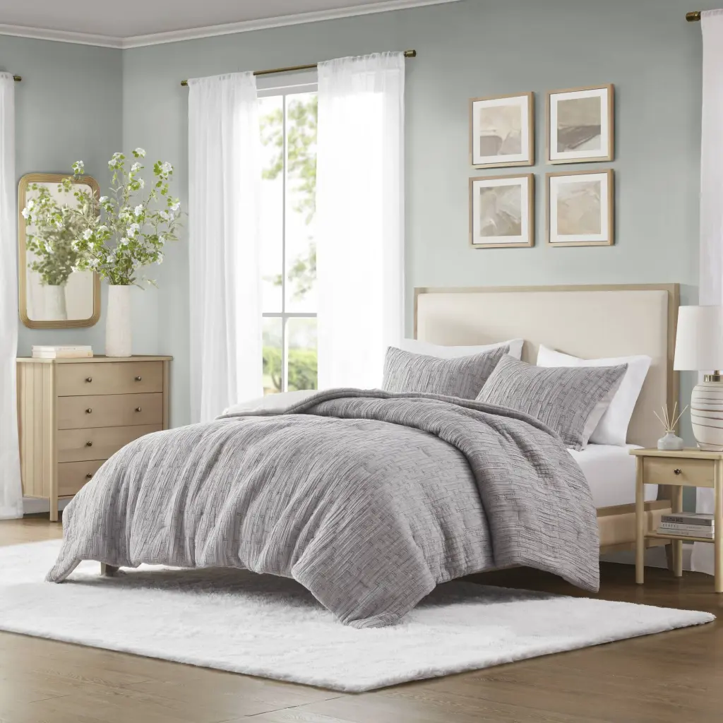 3 Piece Oversized Sheet Set Full Queen Size Grey Polyester jla