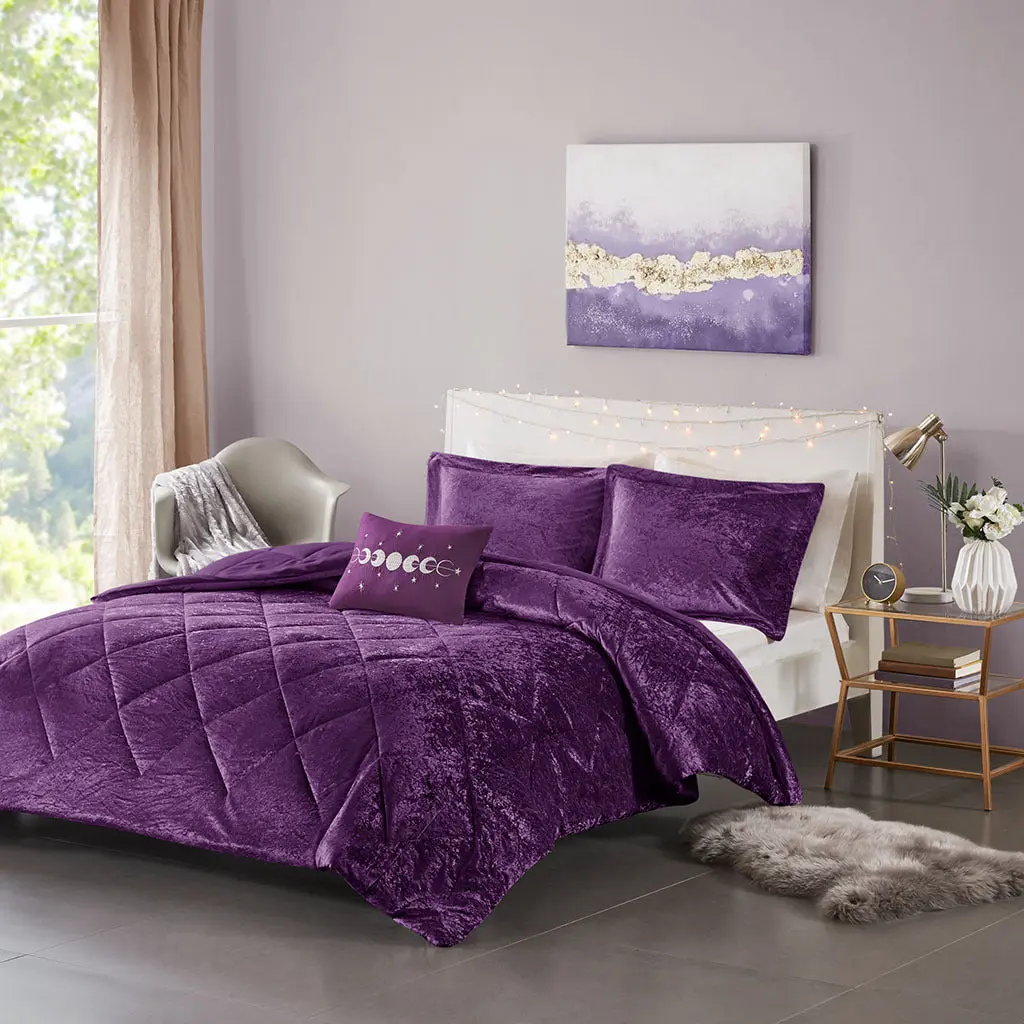Velvet Easer Set Twin XL Purple Polyester Bed Sheets jla