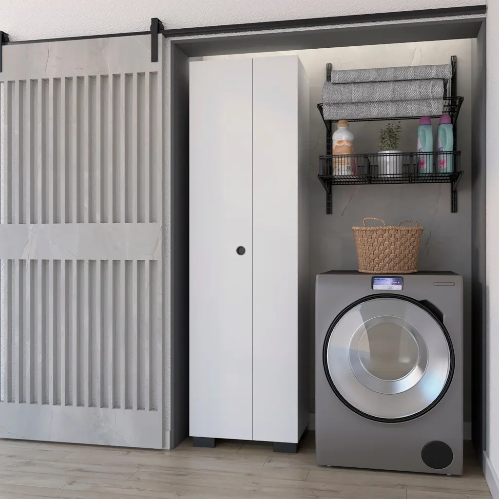 White Storage Shelves Broom Cabinet 5 or More Shelves Standard Closet Organizer furniture max