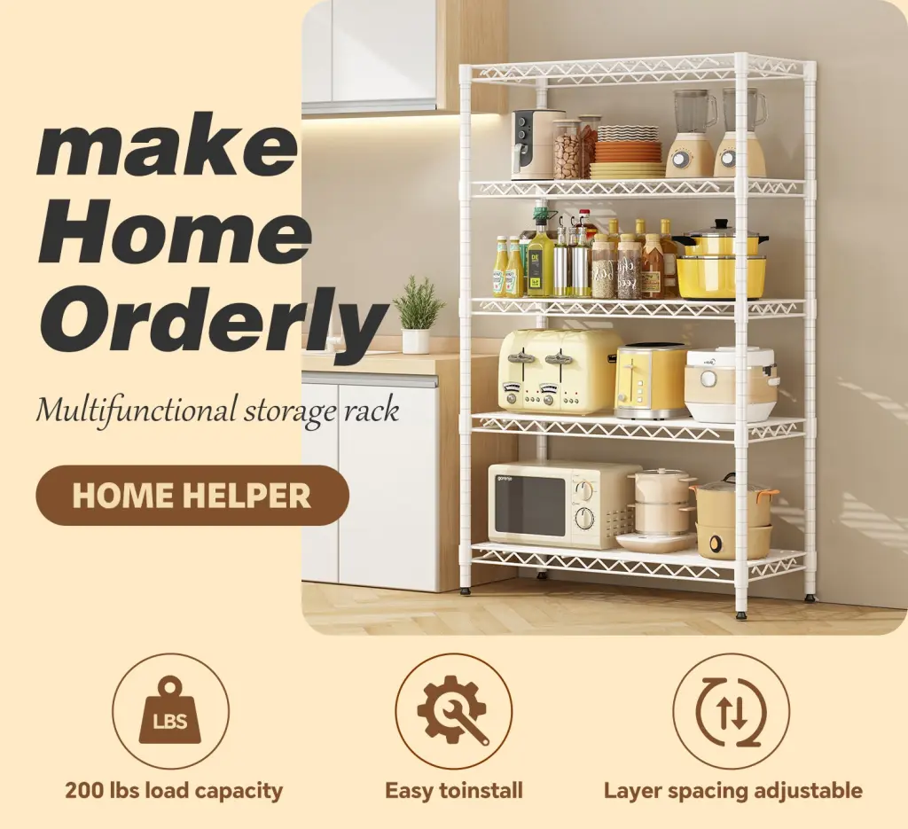 Customizable Wire Shelving Metal Storage Rack Standing Shelves Home or Office rnb