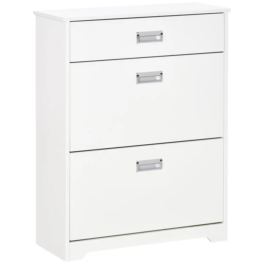 Homcom 3 Drawer Shoe Cabinet Modern Storage Rack 2 Flip Doors Adjustable aosom business