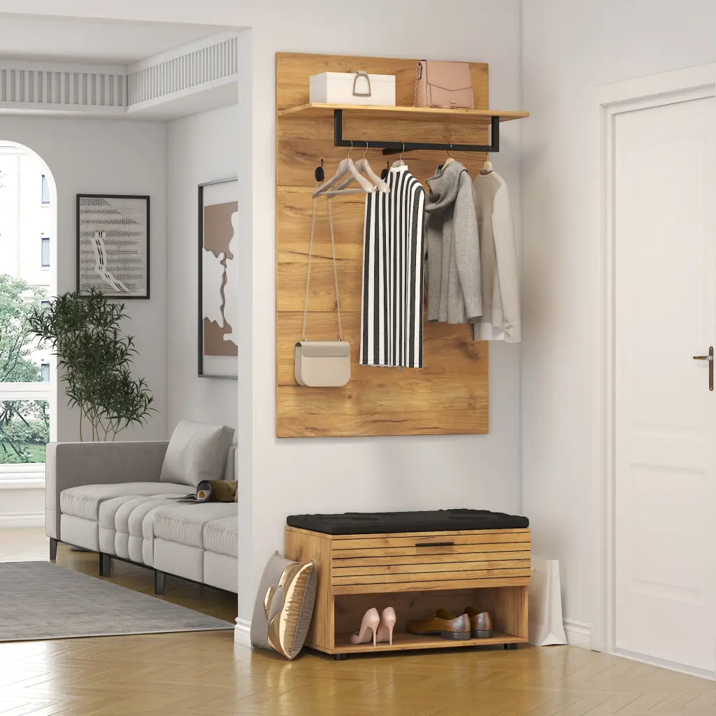 Hallway Shoe Cabinet Modern Coat Rack 3 Hooks and Coat Hanger Entryway Storage joysource furniture