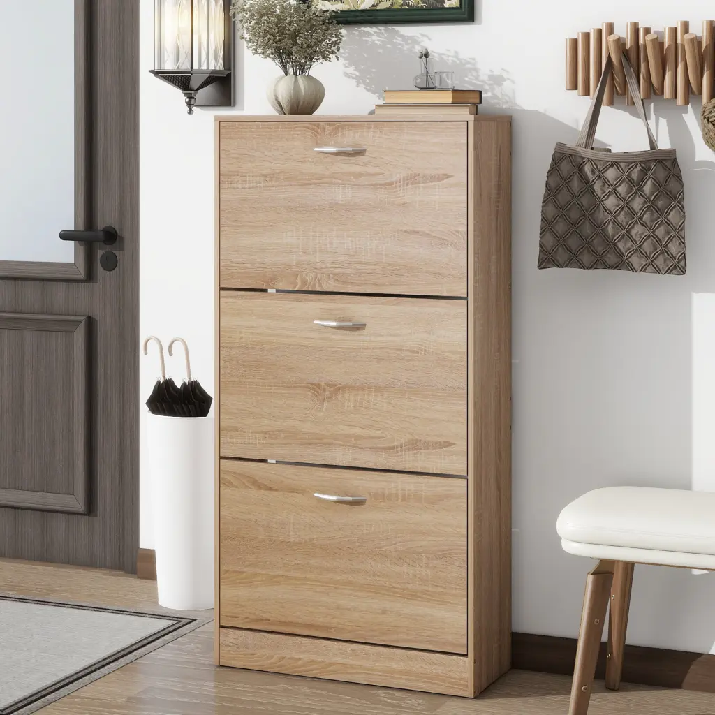3 Drawer Shoe Storage Cabinet 3 Tier Wood Shoe Rack Organizer newmark