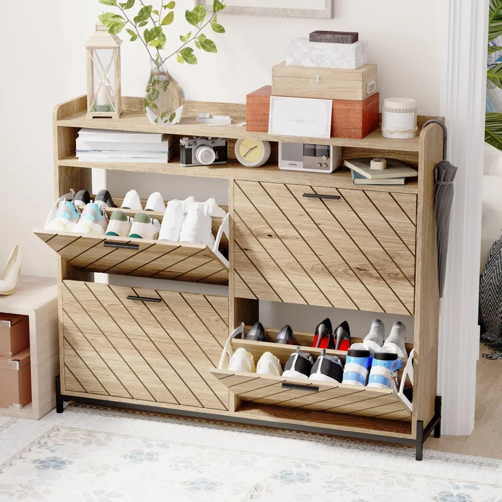 Shoe Cabinet Shoe Rack Organizer Cabinet Driftwood Modern Entryway Storage Furniture rnb