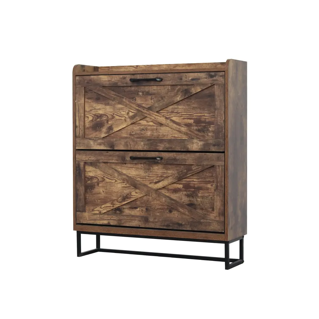 Shoe Storage Cabinet 2 Flip Drawers Freestanding Organizer Entryway q-s furniture