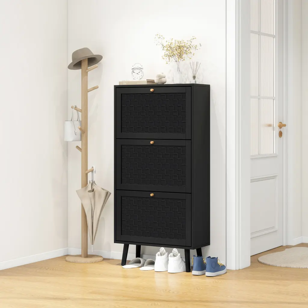 3 Door Shoe Rack Freestanding Modern Shoe Storage Cabinet Entryway rnb