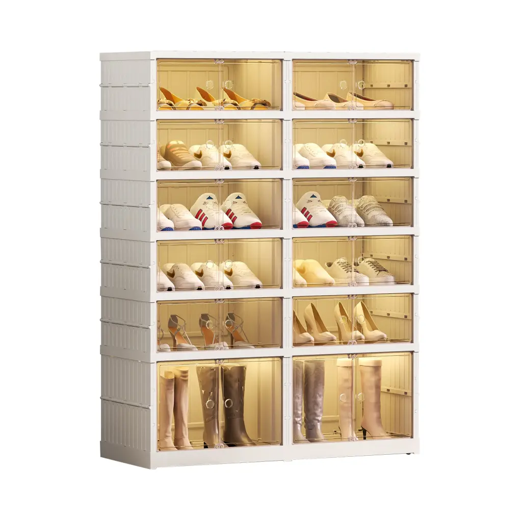 6-Tier Shoe Storage Cabinet 24 Pairs, Space-Saving Travel-Friendly Shoe Rack Organizer leavader