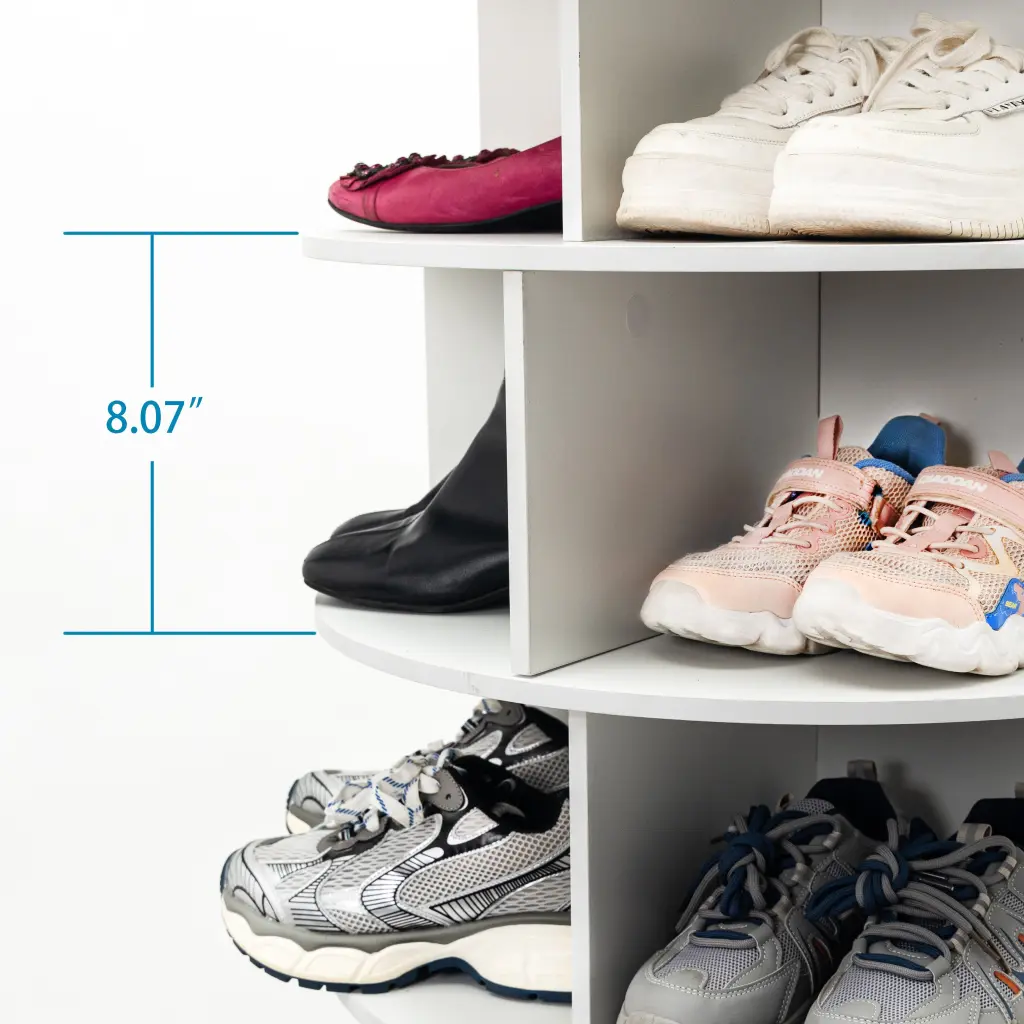 7 Tier Rotating Shoe Rack 360 Revolving Free Standing Shoe Arranger qhome