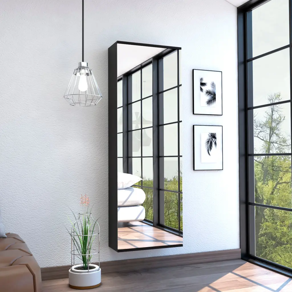Leto Wall Mounted Shoe Rack Mirror Single Door Storage Ten Pairs tuhome